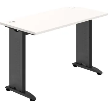 Psací stůl FE 1200 – Stůl pracovní rovný 120 cm, hl. 60 - Bílá , Černý kov