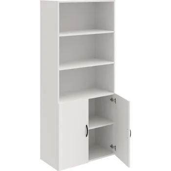 Policová skříň D 5 80 03 – Skříň policová dvéřová 185 × 80 cm - Bílá , Bílá , UCO – černá