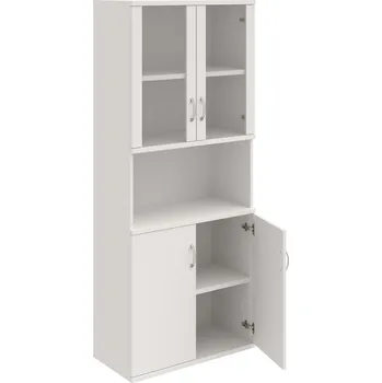 Policová skříň S 5 80 07 – Skříň policová dvéřová 192 × 80 cm - Bílá , Bílá , USN – Hobis