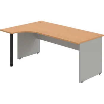 Psací stůl GE 1800 P – Stůl ergo pravý 180 × 120 cm - Buk , Šedá , Černý kov