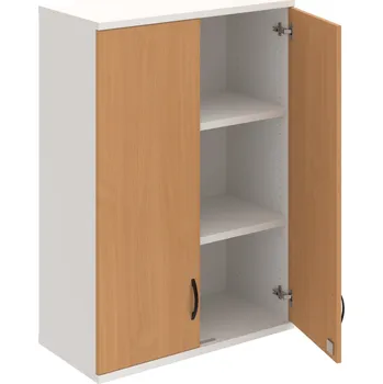 Policová skříň SZ 3 80 01 H – Skříň policová dvéřová 115,2 × 80 cm - Buk , Bílá , UCO – černá