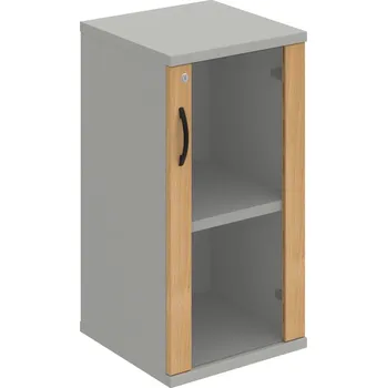 Policová skříň SZ 2 40 02 P – Skříň policová dvéřová 76,8 × 40 cm - Dub , Šedá , UCO – černá