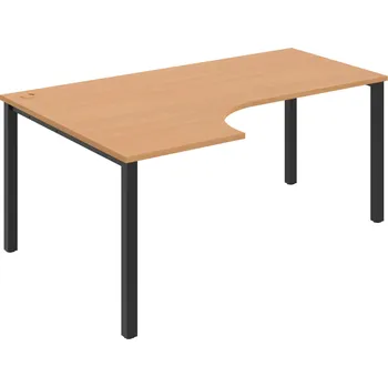 Psací stůl UE 1800 60 P – Stůl ergo 180×120 cm, pravý - Buk , Černý kov