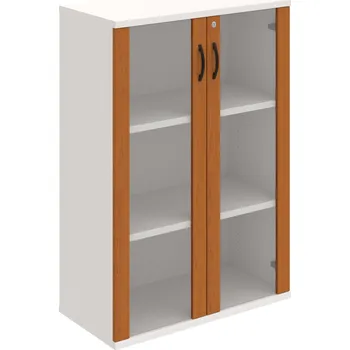 Policová skříň SZ 3 80 04 – Skříň policová dvéřová 115,2 × 80 cm - Třešeň , Bílá , UCO – černá