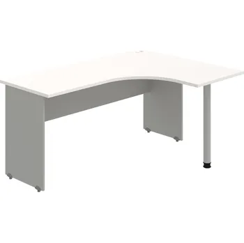 Psací stůl GE 60 L – Stůl ergo levý 160 × 120 cm - Bílá , Šedá , Šedý kov