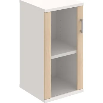 Policová skříň S 2 40 02 L – Skříň policová dvéřová 76,8 × 40 cm - Akát , Bílá , USH – hranatá