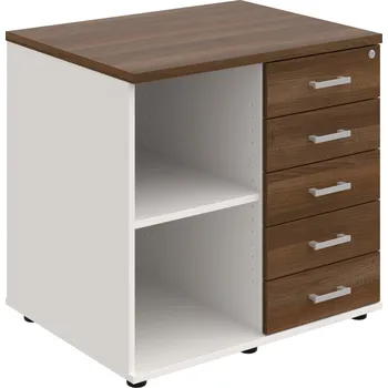 SPKZ 3 80 60 P N – Skříňka ke stolu, pravá, s centrálním zamykáním - Ořech , Bílá , USH – hranatá