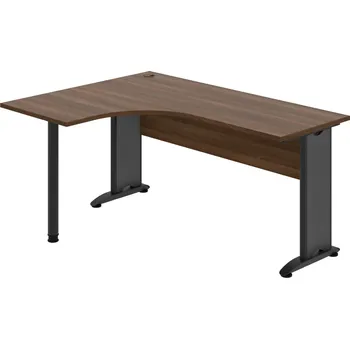 Psací stůl CE 60 P – Stůl ergo pravý 160 × 120 cm - Ořech , Ořech , Černý kov