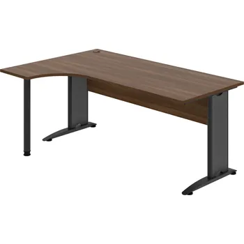 Psací stůl CE 1800 P – Stůl ergo pravý 180 × 120 cm - Ořech , Ořech , Černý kov