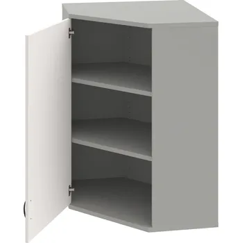 Policová skříň SRV 3 01 L H – Skříň vnitřní roh levá 115,2 cm - Bílá , Šedá , UCO – černá