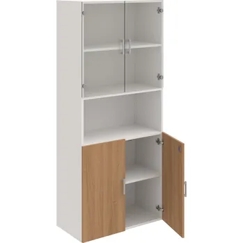 Policová skříň DZ 5 80 07 – Skříň policová dvéřová 185 × 80 cm - Višeň , Bílá , USH – hranatá