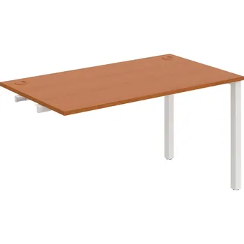 Psací stůl US 1400 R – Stůl pracovní délky 140 cm, k řetězení - Třešeň , Bílý kov