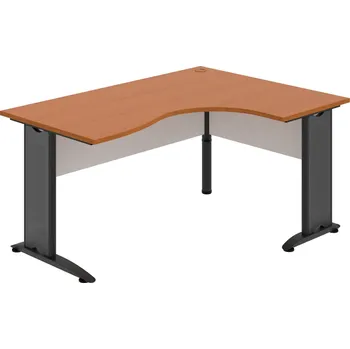 Psací stůl CE 2005 L – Stůl ergo levý 160 × 120 cm - Třešeň , Bílá , Černý kov