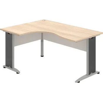 Psací stůl CE 2005 P – Stůl ergo pravý 160 × 120 cm - Akát , Bílá , Šedý kov