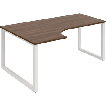 Psací stůl UE O 1800 60 P – Stůl ergo 180 × 120 cm, pravý - Ořech , Bílý kov