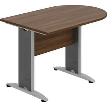 Jednací stůl CP 1200 1 – Stůl jednací oblouk 120 cm - Ořech , Ořech , Šedý kov