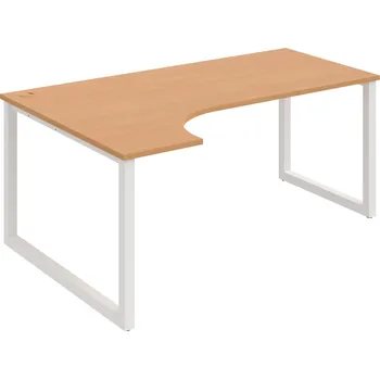 Psací stůl UE O 1800 P – Stůl ergo 180 × 120 cm, pravý - Buk , Bílý kov