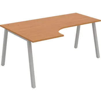 Psací stůl UE A 1800 60 P – Stůl ergo 180 × 120 cm, pravý - Olše , Šedý kov