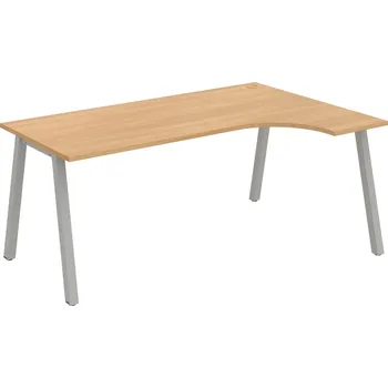 Psací stůl UE A 1800 L – Stůl ergo 180 × 120 cm, levý - Dub , Šedý kov