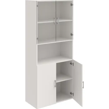 Policová skříň D 5 80 07 – Skříň policová dvéřová 185 × 80 cm - Bílá , Bílá , USH – hranatá