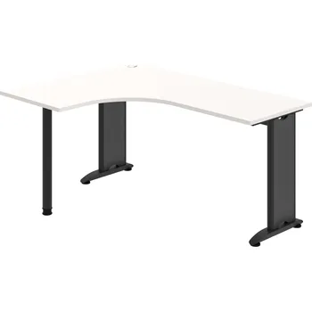 Psací stůl FE 60 P – Stůl ergo pravý 160 × 120 cm - Bílá , Černý kov