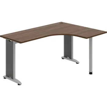 Psací stůl FE 60 L – Stůl ergo levý 160 × 120 cm - Ořech , Šedý kov