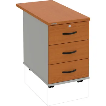 Zásuvkový kontejner K 33 Z P 80 – Kontejner, 3 zásuvky, uzamykatelný, léta podél, hl. 80 cm - Třešeň , Šedá , UCO – černá