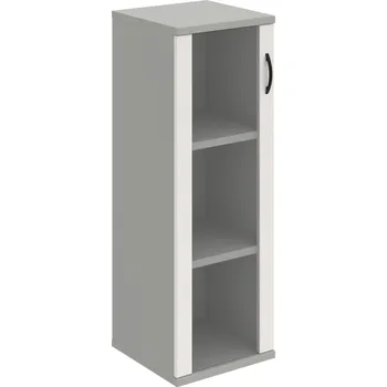 Policová skříň S 3 40 02 L – Skříň policová dvéřová 115,2 × 40 cm - Bílá , Šedá , UCO – černá