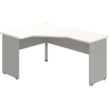 Psací stůl GEV 60 P – Stůl ergo pravý 160 × 120 cm - Bílá , Šedá , Šedý kov