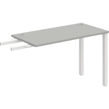 Psací stůl UE 1200 RU – Stůl pracovní délky 120 cm, hl. 60 cm, k řetězení - Šedá , Bílý kov