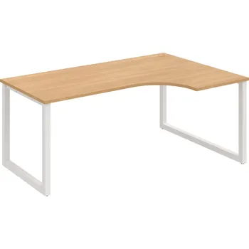 Psací stůl UE O 1800 60 L – Stůl ergo 180 × 120 cm, levý - Dub , Bílý kov