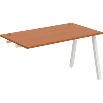 Psací stůl US A 1400 R – Stůl pracovní délky 140 cm, k řetězení - Třešeň , Bílý kov