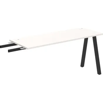 Psací stůl UE A 1600 RU – Stůl pracovní délky 160 cm, hl. 60 cm, k řetězení - Bílá , Černý kov