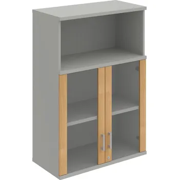 Policová skříň SZ 3 80 05 H – Skříň policová dvéřová 115,2 × 80 cm - Dub , Šedá , USH – hranatá