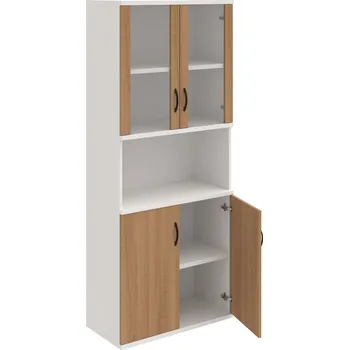 Policová skříň S 5 80 07 – Skříň policová dvéřová 192 × 80 cm - Višeň , Bílá , UCO – černá