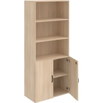 Policová skříň DZ 5 80 03 – Skříň policová dvéřová 185 × 80 cm - Akát , Akát , UCO – černá