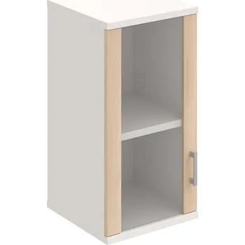 Policová skříň S 2 40 02 L H – Skříň policová dvéřová 76,8 × 40 cm - Akát , Bílá , USH – hranatá