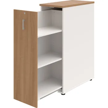 SPVZ 3 L – Skříňka ke stolu, šanonová, výsuvná, levá - Višeň , Bílá , USH – hranatá