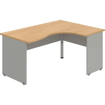 Psací stůl GE 2005 L – Stůl ergo levý 160 × 120 cm - Dub , Šedá , Šedý kov