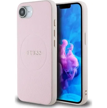 Pouzdro na mobilní telefon Zadní kryt Guess PU Grained Classic Logo MagSafe pro iPhone 16e Pink