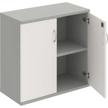 Policová skříň SZ 2 80 01 – Skříň policová dvéřová 76,8 × 80 cm - Bílá , Šedá , USN – Hobis