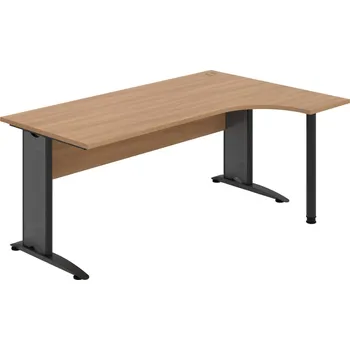 Psací stůl CE 1800 L – Stůl ergo levý 180 × 120 cm - Višeň , Višeň , Černý kov