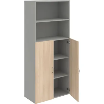 Policová skříň D 5 80 04 – Skříň policová dvéřová 185 × 80 cm - Akát , Šedá , USN – Hobis