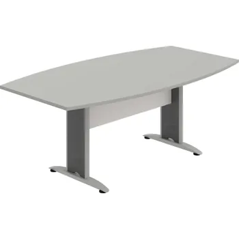 Jednací stůl CJ 200 – Stůl jednací sud 200 cm - Šedá , Bílá , Šedý kov