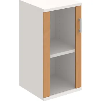 Policová skříň S 2 40 02 L – Skříň policová dvéřová 76,8 × 40 cm - Buk , Bílá , USH – hranatá