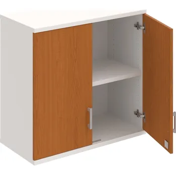 Policová skříň SZ 2 80 01 H – Skříň policová dvéřová 76,8 × 80 cm - Třešeň , Bílá , USH – hranatá