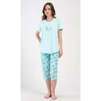 Dámské pyžamo Dámské pyžamo kapri Simona - mentolová - 4XL