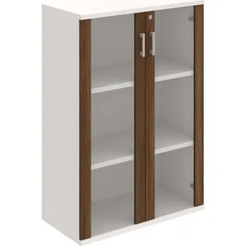 Policová skříň SZ 3 80 04 – Skříň policová dvéřová 115,2 × 80 cm - Ořech , Bílá , USH – hranatá