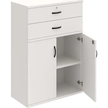 Policová skříň SZ 3 80 03 – Skříň policová zásuvková 115,2 × 80 cm - Bílá , Bílá , UCO – černá