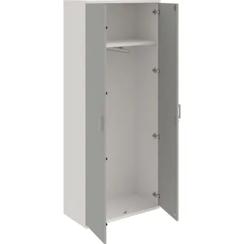 Policová skříň SZR 5 80 01 – Skříň šatní dvéřová 192 × 80 cm - Šedá , Bílá , USH – hranatá